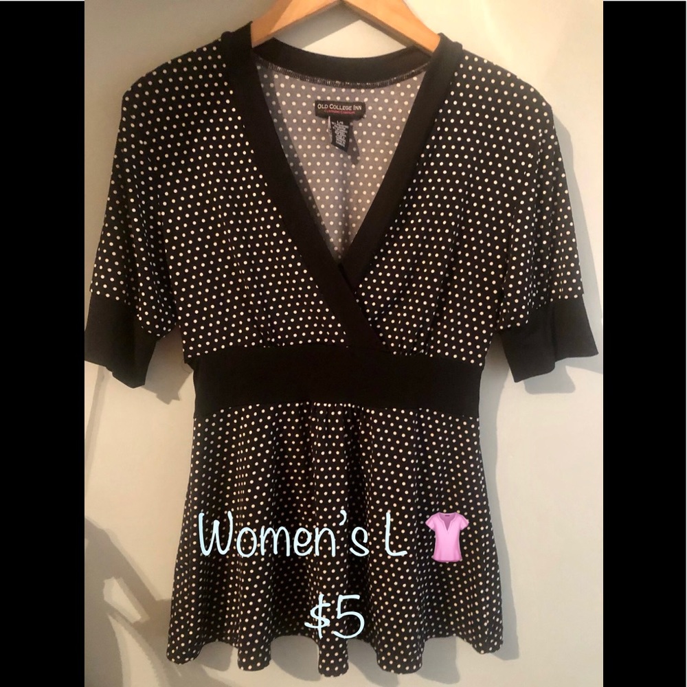 Women’s Black w/white Polka Dot Blouse